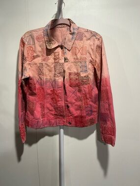 Coldwater Creek Pink Ombre Patchwork Jean Jacket